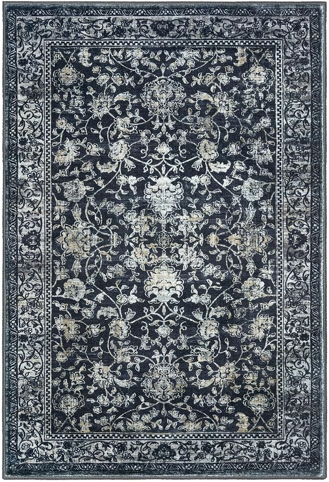 KILOCOCO Area Rug 3x5 Entryway Rug Washable Printed Vintage Floral Rubber - Image 9