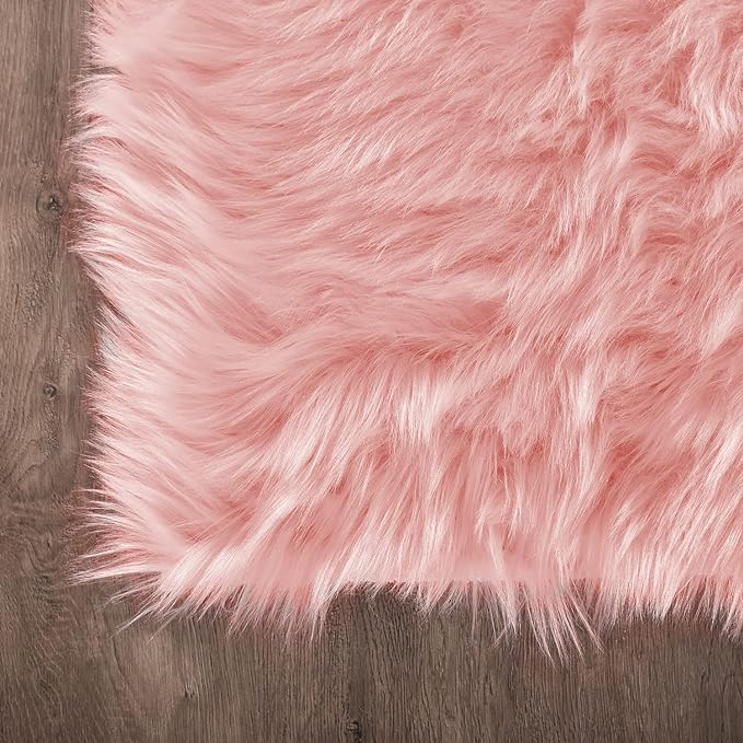 Latepis Pink Rugs for Bedroom Girls Washable Runner 2x6 Faux Fur Rug Soft Furry - Image 5
