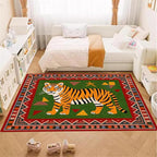Colorful Tiger Pattern Area Rug, Stylish Geometric Border Tiger Rug, Add Unique - Image 4