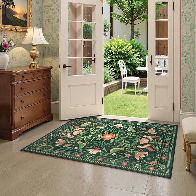 Moynesa 3x5 Kitchen Rug, Modern Cottage Washable Non-Slip Low Pile Area Rug - Image 3