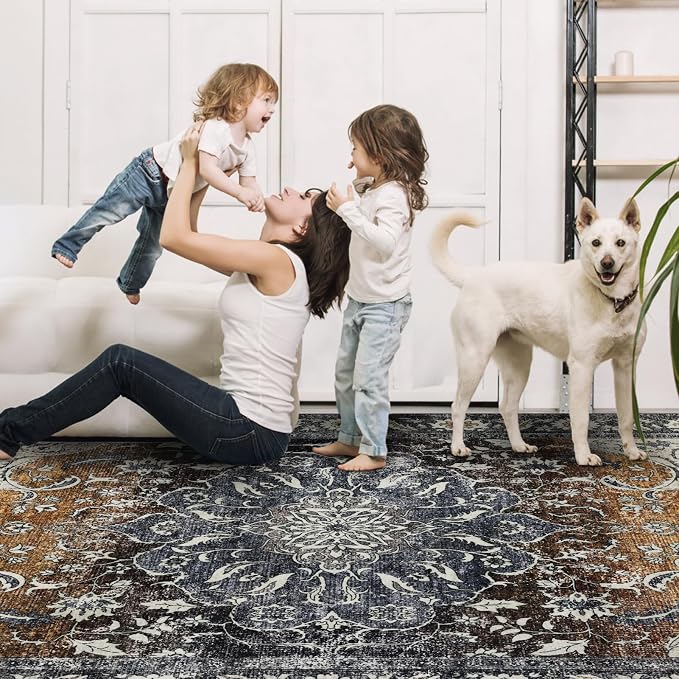 Washable Rugs 5x7 Area Rugs for Living Room, Thin Carpet for Bedroom, Soft Faux - Image 5