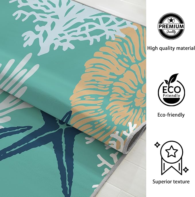 Tritard Coastal Area Rugs Nautical Beach Themed Non-Slip Machine Washable Rugs - Image 6