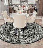 vivorug Round Rug 6ft Vintage-Inspired Round Area Rug Non-Slip Indoor Carpet - Image 2