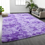 Large Shag Area Rugs 6 x 9, Tie-Dyed Plush Fuzzy Rugs by Deerhoo