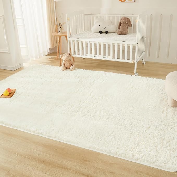 Andency 6x9 Area Rugs Cream, Large Shag Fluffy Soft Shaggy Rugs - Image 4