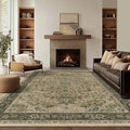 Retro 7x9 Area Rug for Living Room, Distressed Medallion Dining Room Rug Under by Jainmy