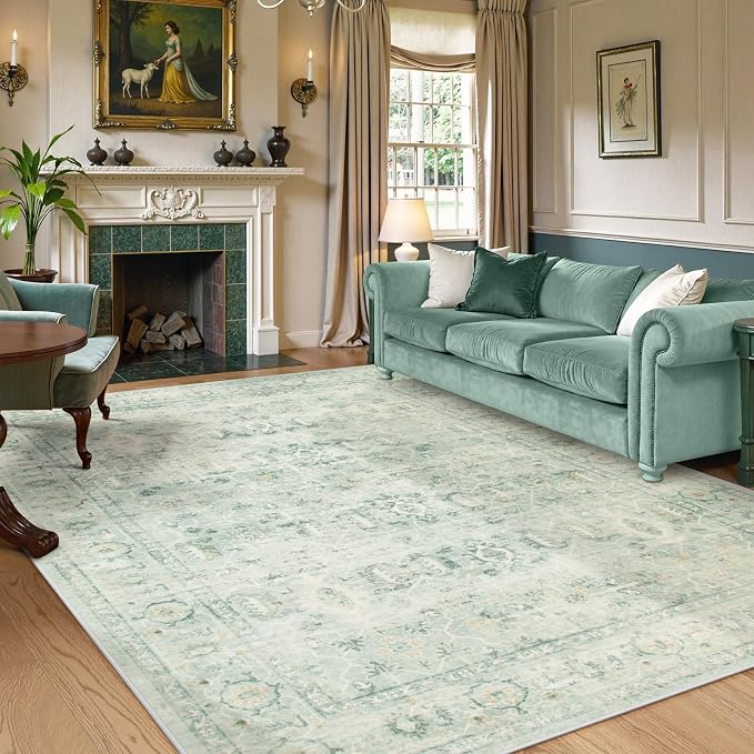 Lahome Vintage 9x12 Washable Green Rugs - Image 7