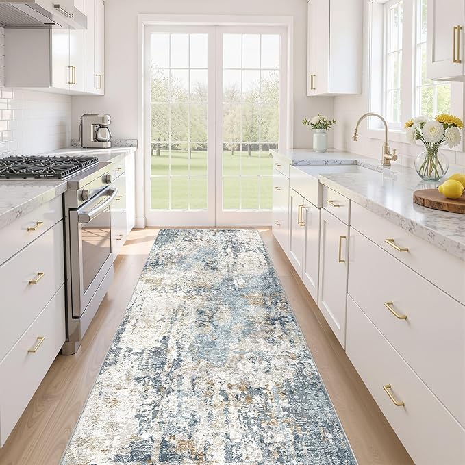 Runner Rug Non Slip Rugs: 3x10 Hallway Kitchen Washable Abstract Soft Modern by LOONGRUG