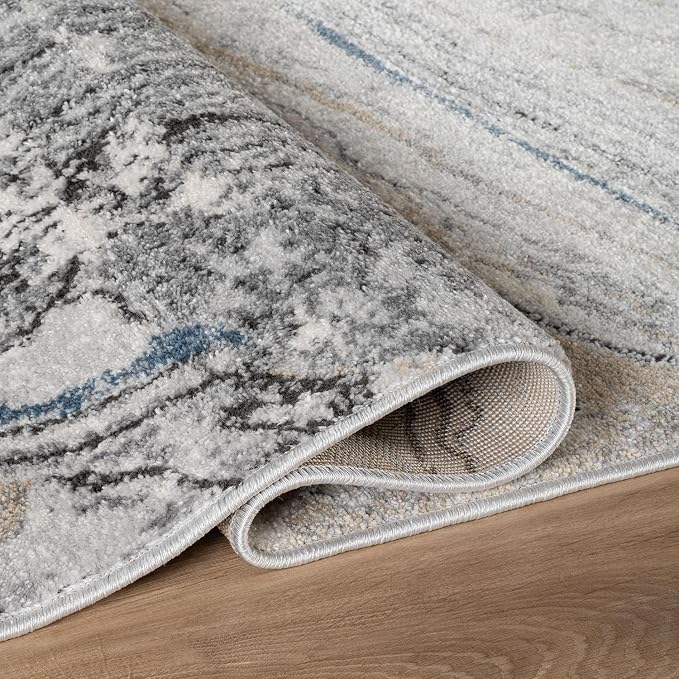 Rugshop Marble Swirl Distressed Gray Area Rug Modern Indoor Rug - Image 3