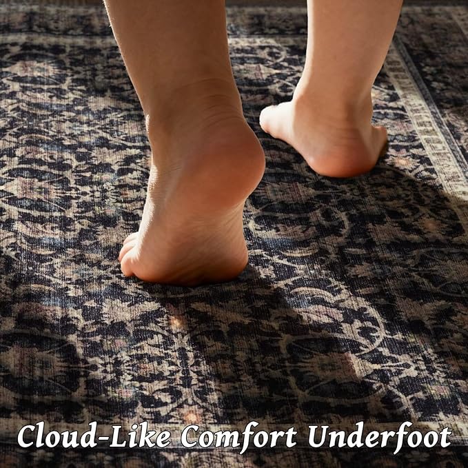 Washable 4x6 Rugs for Living Room, Boho Non-Slip Vintage Distress Small Rugs - Image 4