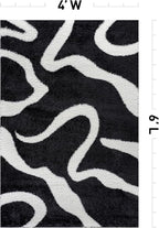 Rugshop Abstract Wavy Shag Area Rug Anthracite Dark Gray 4' x 6' Ideal - Image 2