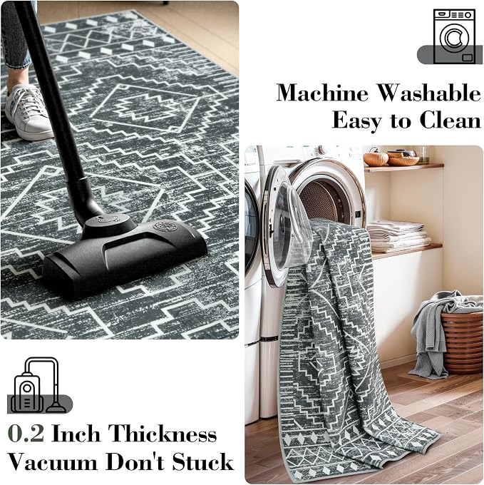 Wonnitar Moroccan 6x9 Area Rugs, Washable Grey Rugs - Image 5