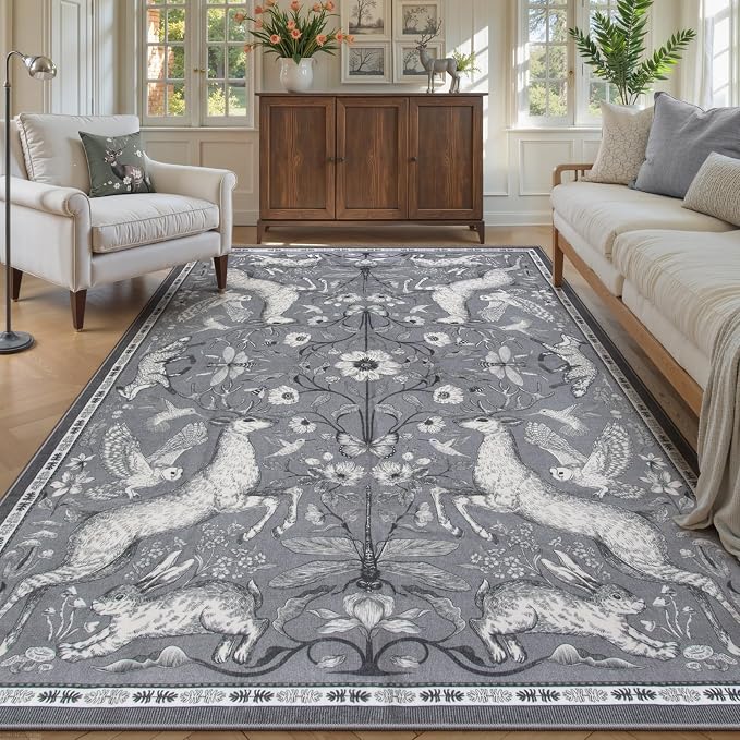 Lahome Boho Animal 6x9 Washable Living Room Area Rugs, Botanical Large Boho Non by Lahome