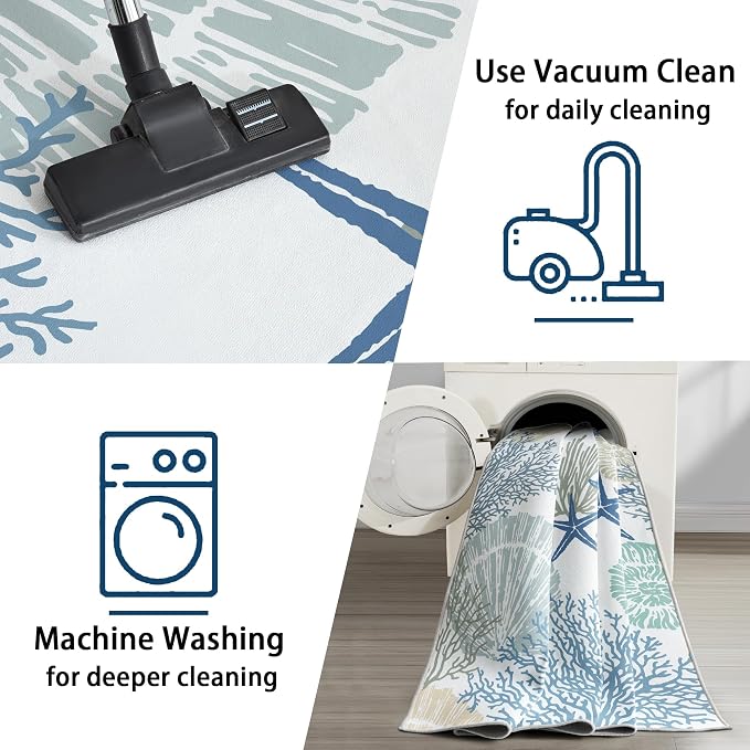 Tritard Coastal Area Rugs Nautical Beach Themed Non-Slip Machine Washable Rugs - Image 7