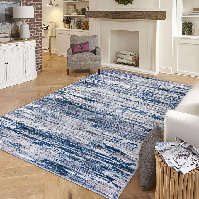 5x7 Modern Abstract Area Rug for Bedroom, Non-Shedding Rugs for Living Room by SiiloomRug