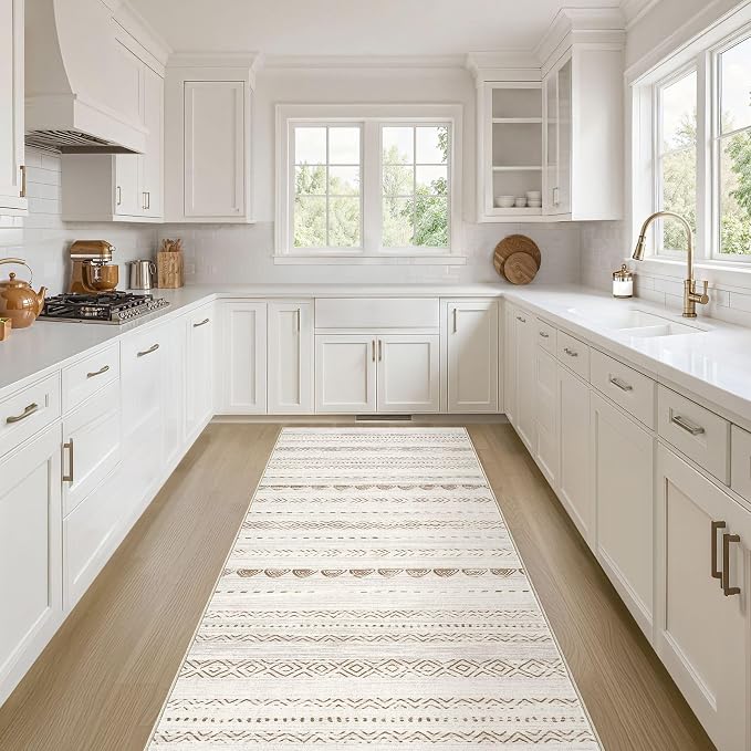 Nakagishi Runner Rug Kitchen Washable Rugs: 3x8 Non-Slip Boho Soft Modern Stain by NakagishiAreaRug
