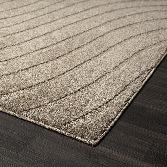 LUXE WEAVERS Modern Geometric Wave Taupe 2x3 Area Rug - Image 6