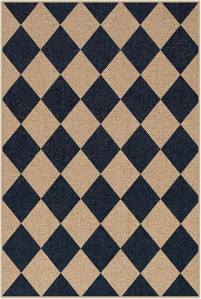 Lahome Checkered Easy Jute Kitchen Rug, 2x3 Front Door Mat Non Slip Washable - Image 7