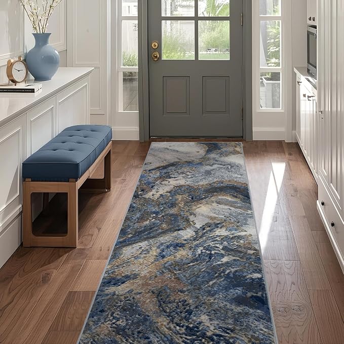 Abstract Washable Runner Rug: Modern 2x10 Hallway Runner - Image 3