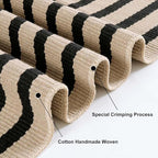 Outdoor Rug Front Door Mat 2'x4.3', Cotton Indoor Doormat Washable Black and - Image 4