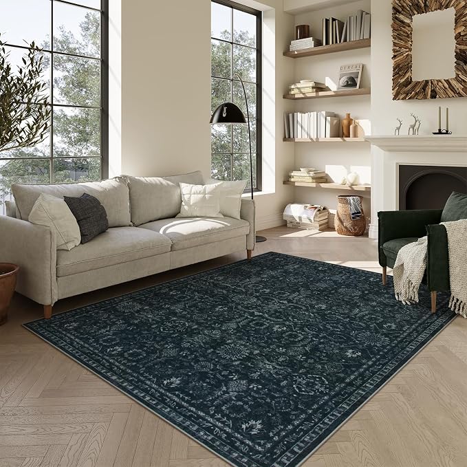 Lahome Washable Black Living Room Rug 6x9, Boho Dining Room Rugs - Image 8