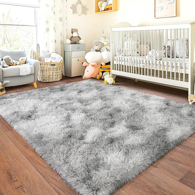 Soft Shaggy Rugs Light Grey Fluffy Rug - Image 6
