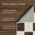 EVERGRACE Checkered Plaid Area Rug 2x10, Soft Fuzzy Faux Wool Rugs Washable - Image 3