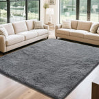 Fluffy Rug Shaggy Area Rug, Dark Grey 10x14 Area Rugs - Image 3