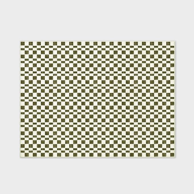 EVERGRACE Checkered Plaid Area Rug 9x12, Soft Faux Wool Rugs Washable Anti Slip - Image 7