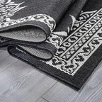 CAMILSON Outdoor Rug, 6x9 Medallion Black White Modern Area Rugs - Image 4