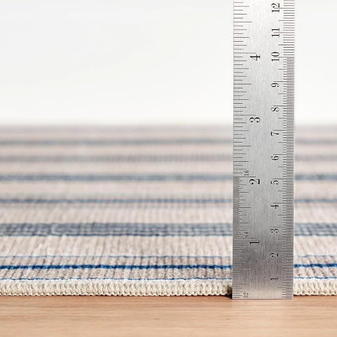 Dash & Albert Nimes Ticking Neutral Machine Washable Rug, 7.5 X 9.5 Feet - Image 4