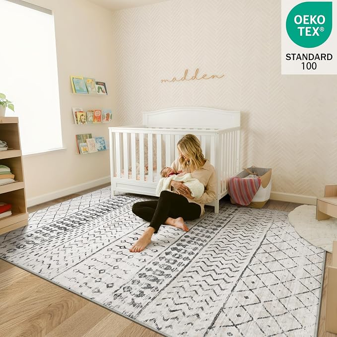 5x7 Machine Washable Area Rug for Living Room, Kids and Pets Friendly for - Image 3