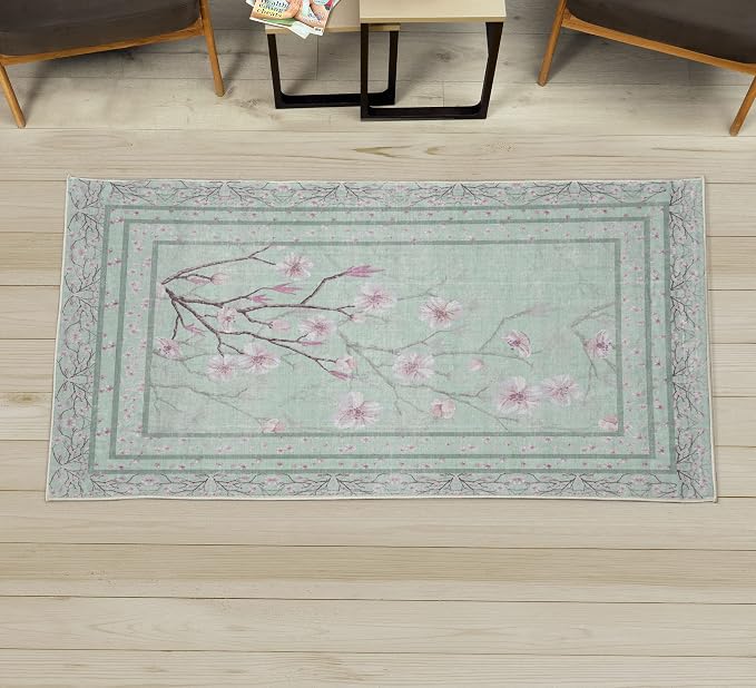 Ambesonne Apple Blossom Decorative Rug, Flowers and Blooming Spring Season by Ambesonne