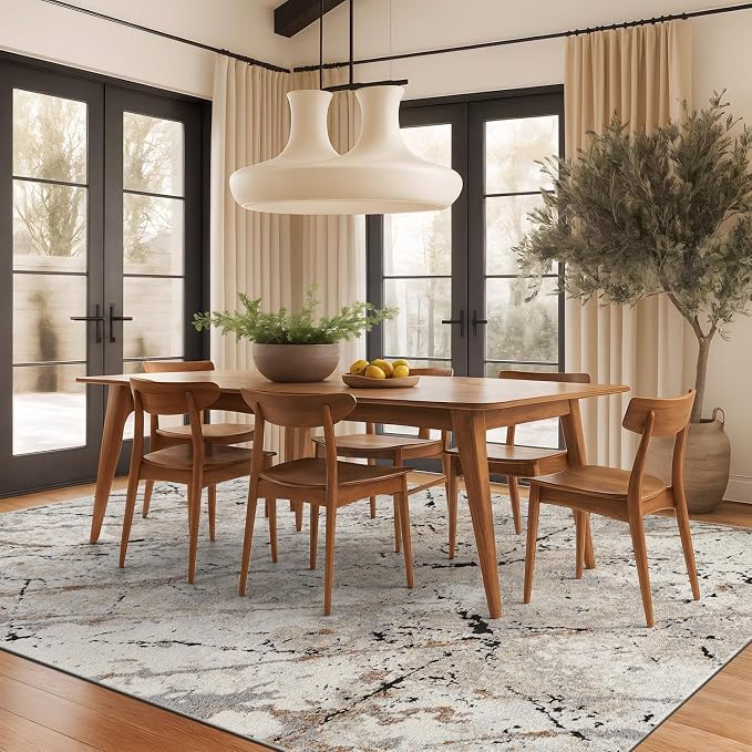 Rugshop Drifted Marble Abstract Area Rug Durable, Kid & Pet Friendly Gray - Image 6