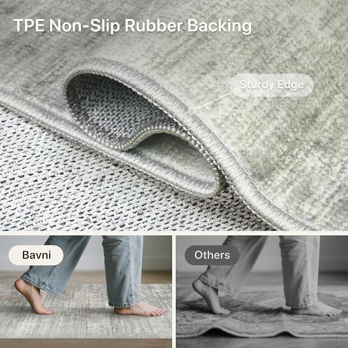 Bavni Washable Rug, Soft Abstract Rugs Non-Slip, Thin Foldable 6x9 Rug - Image 5