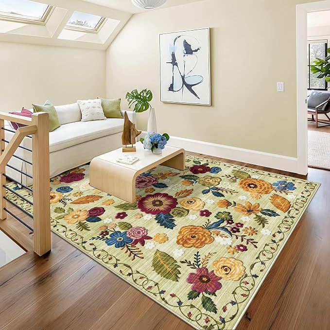 5x8 Machine Washable Area Rug for Living Room, Kids and Pets Friendly for - Image 8