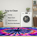 Tie Dye Rugs for Bedroom -Mandala Hippie Rug, 4x6 ft, Colorful Psychedelic - Image 6