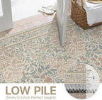 Bavni Floral Beige Pink Area Rugs 8x10, Vintage Boho Carpet Machine Washable - Image 7