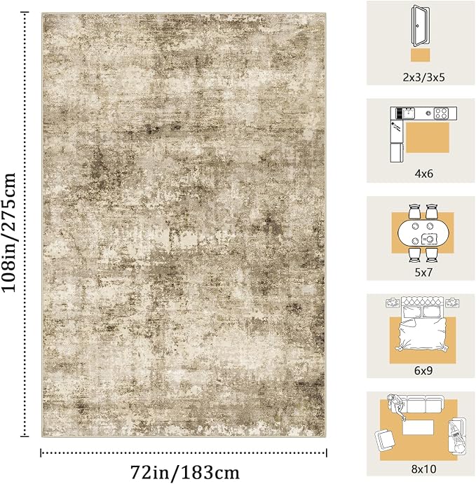 6x9 Machine Washable Area Rug for Living Room, Kids and Pets Friendly for - Image 2