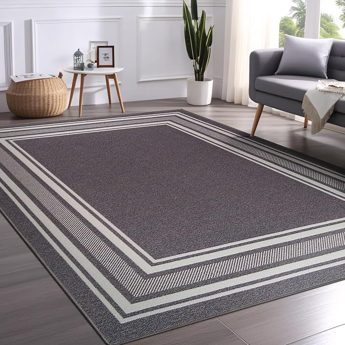 Beverly Rug Non Slip Area Rugs 5x7 Modern Bordered Non Skid Rubber Backing Soft - Image 3