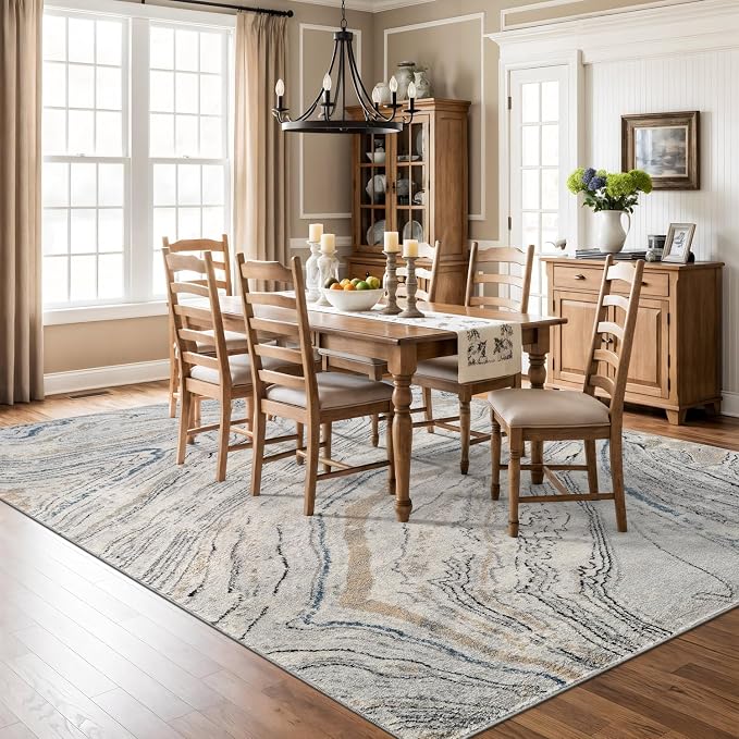 Rugshop Marble Swirl Distressed Gray Area Rug 6' 6" x 9' Ideal - Image 6