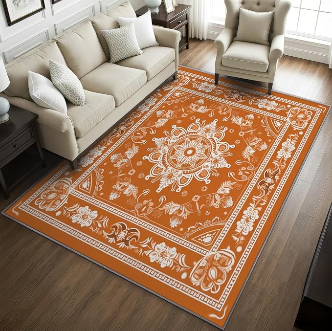 Mandala Rugs for Living Room -Vintage Floral Rug, 4x5 ft, Boho Medallion - Image 2