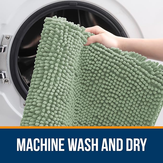 OLANLY Bathroom Rugs 36x24, Extra Soft Absorbent Chenille Bath Rugs, Rubber - Image 5