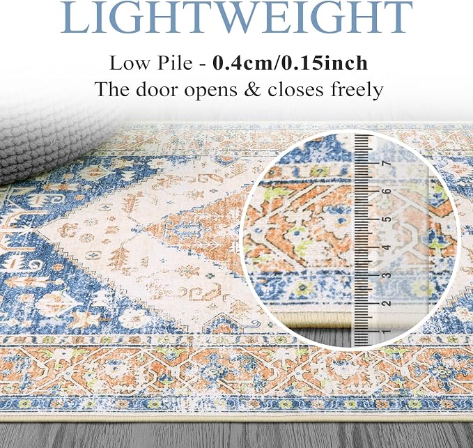 Lahome Boho 2x6 Hallway Runner Rug, Non-Slip Thin Washable Kitchen Rugs - Image 4