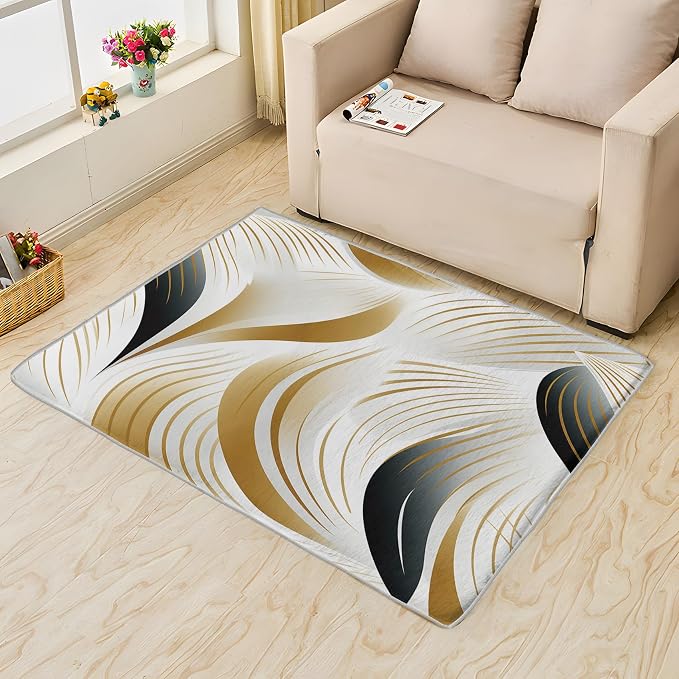 Elegant Wave Design Rug, 5x6 Rug, Abstract Rugs - Image 2