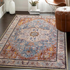 Washable Area Rugs 3x5, Low Pile Vintage Carpet, Non-Slip Distressed Rug - Image 2