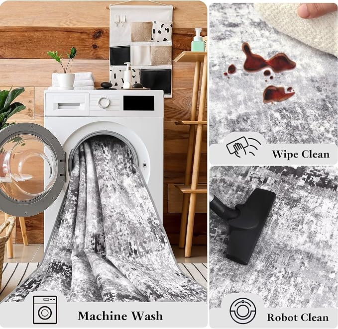 Washable Abstract Rug, 3x5 Modern Area Rugs - Image 5