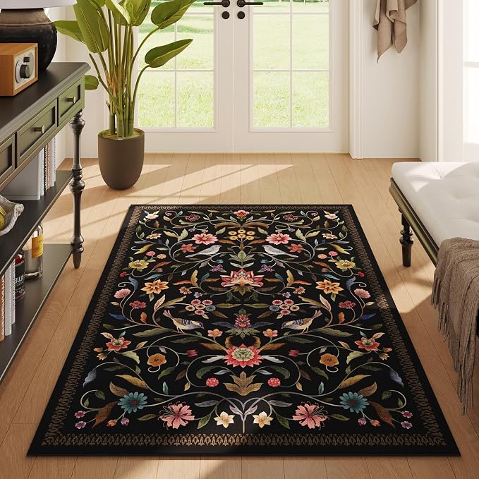 Vintage Medallion Floral 3x5 Washable Rug, Soft Low Pile Area Rug, Non-Slip - Image 4