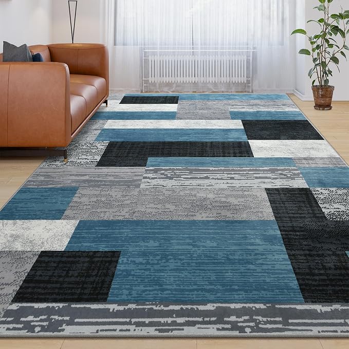 Large Area Rugs, Modern Geometric Patchwork Floor Decor - Image 8