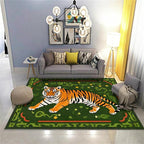 Jungle Tiger Area Rug, Cozy Jungle Style Tiger Print Area Rug Surrounded by - Image 2